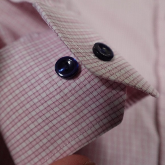 ETON Dress Shirt‎ Mens 46 -16 1/2 Pink Micro Check Long Sleeve Button Up - Picture 12 of 14